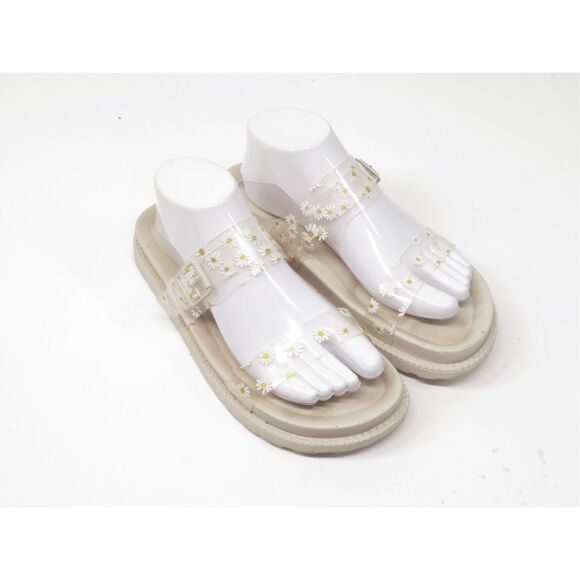 Dirty Laundry Clear Strap Daisy Slide Platform Sandal Women Grey 10 - Picture 1 of 6